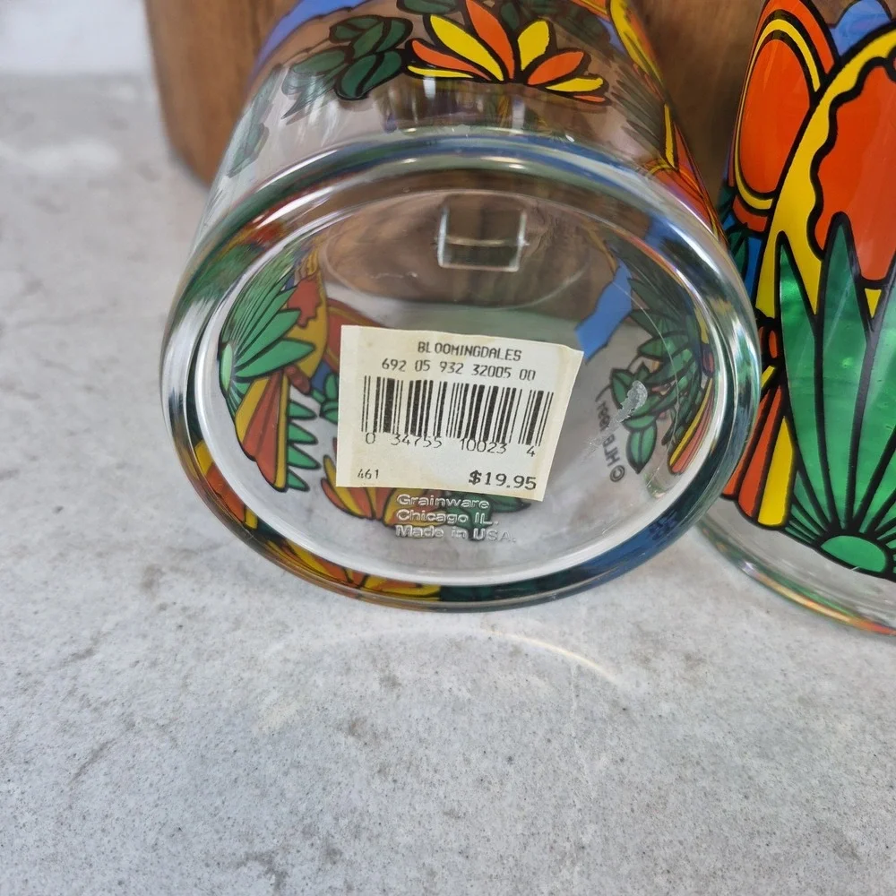 Vintage 1991 Grainware HLB Toucan‎ Acrylic Tumblers Set 8 Bloomingdale's